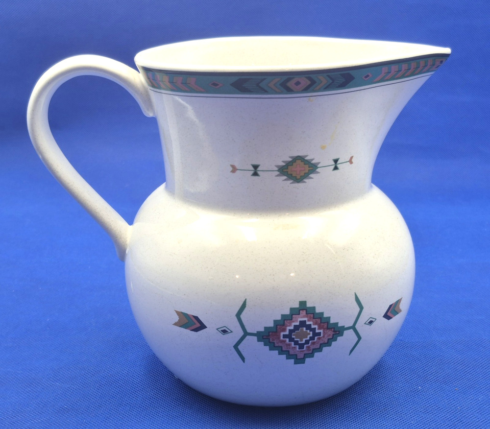 Studio Nova Adirondack 60oz Ceramic Pitcher Southwest Pattern 7" Tall Thailand